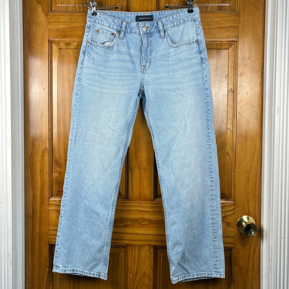 Aeropostale Womens Low Rise Baggy Jeans Light Wash Blue Denim 31x29 Y2K Grunge